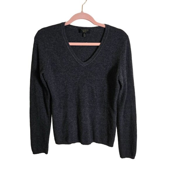 Charter Club Cashmere VNeck Sweater Luxury Charcoal Gray Size S - Picture 1 of 4